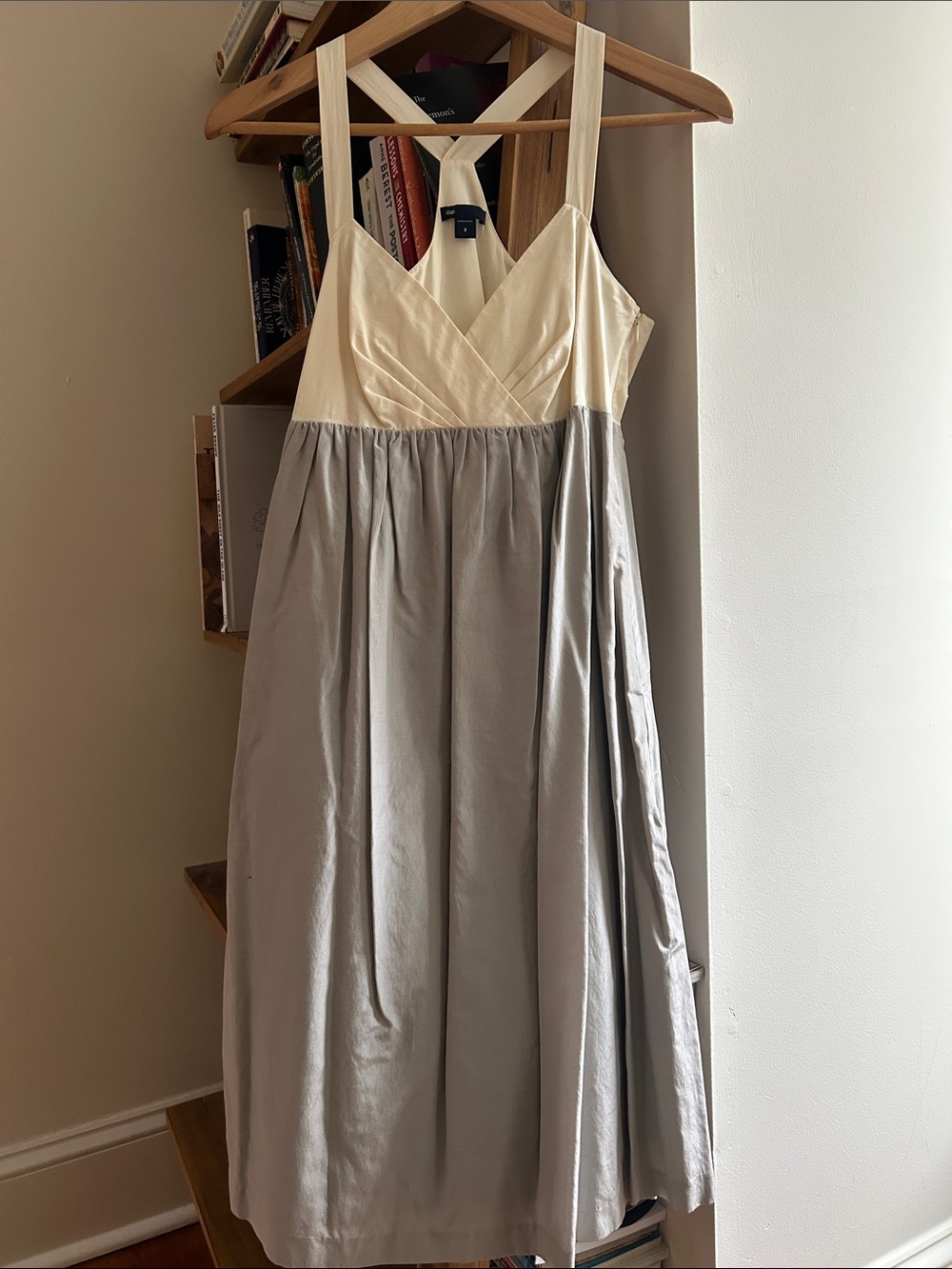 GAP Two-Tone Ivory and Silver Midi Dress